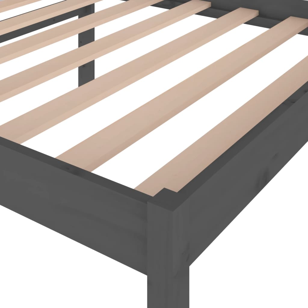 Bedframe Massief Grenenhout Grijs 100X200 Cm