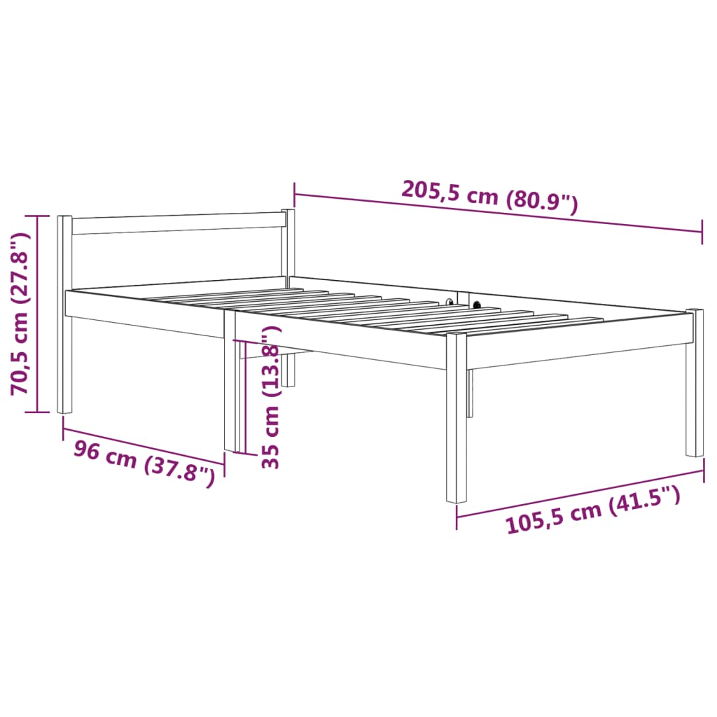 Bedframe Massief Grenenhout Honingbruin 100X200 Cm