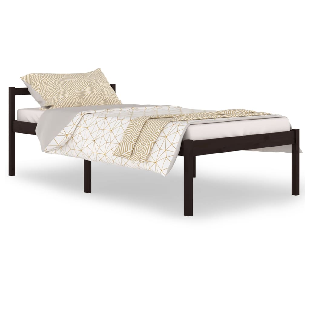 Bedframe Massief Grenenhout Zwart 100X200 Cm