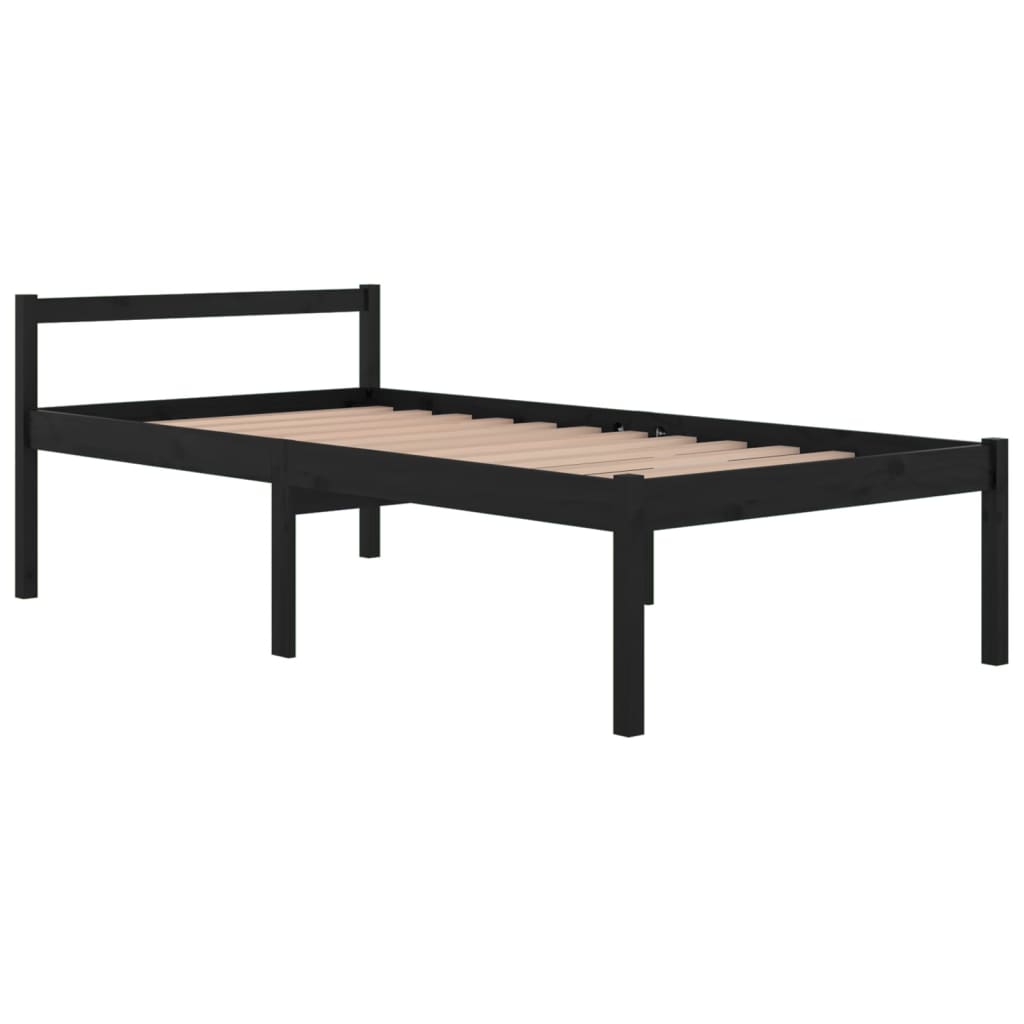 Bedframe Massief Grenenhout Zwart 100X200 Cm