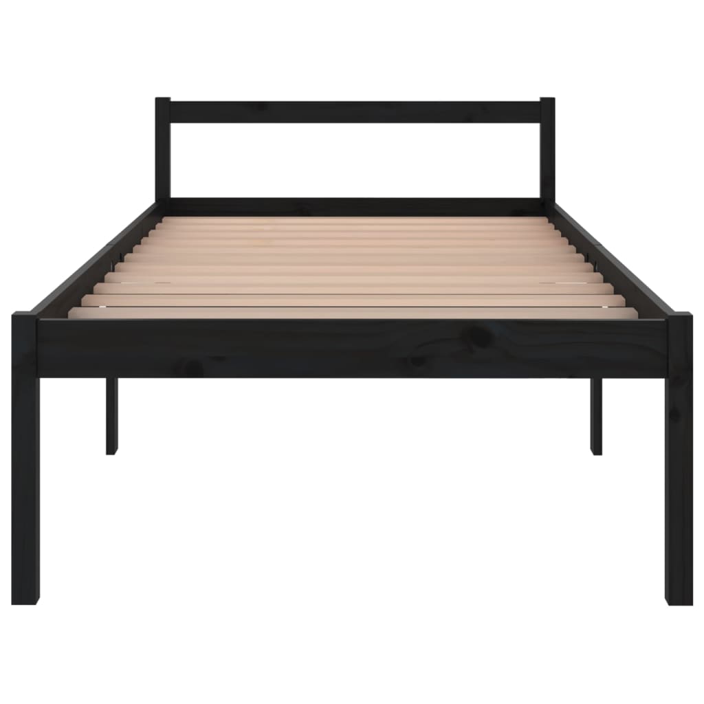 Bedframe Massief Grenenhout Zwart 100X200 Cm