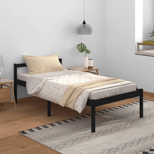 Bedframe Massief Grenenhout Zwart 100X200 Cm