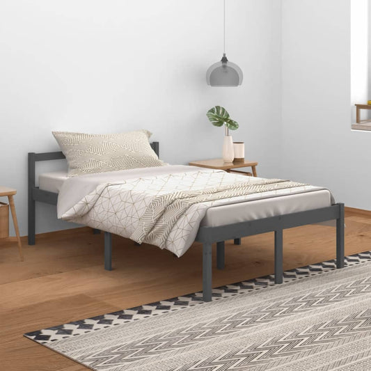 Bedframe Massief Grenenhout Grijs 120X200 Cm
