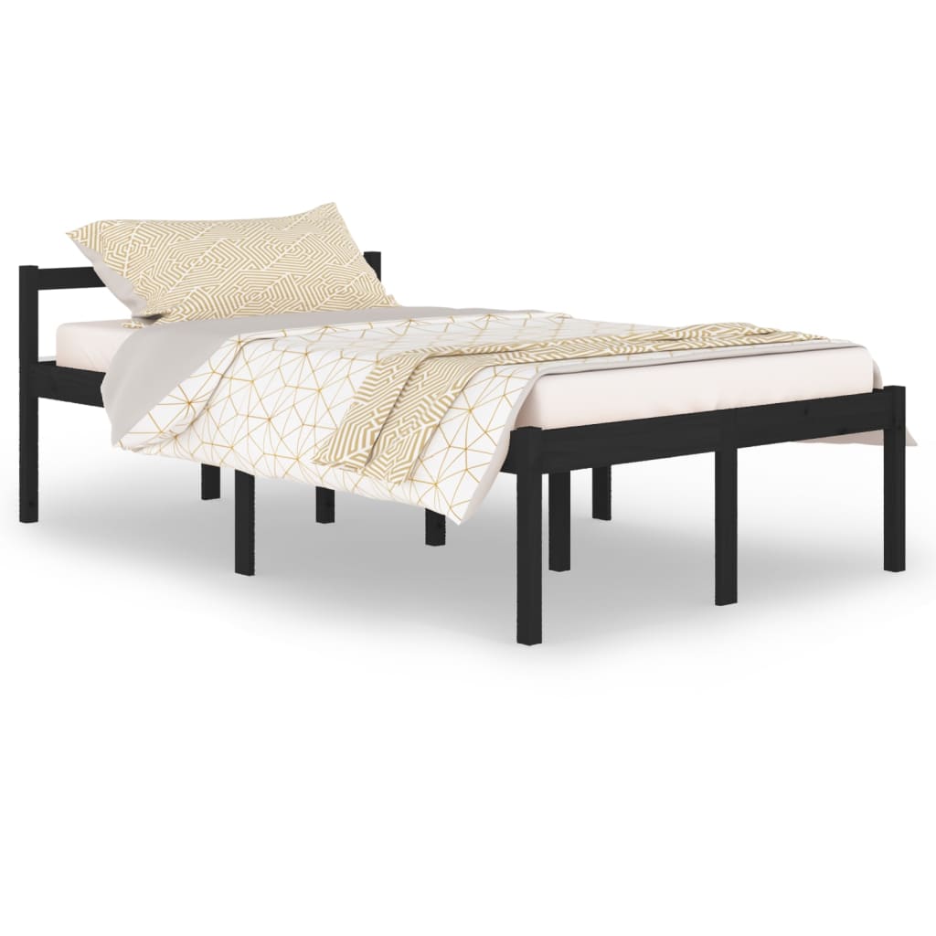 Bedframe Massief Grenenhout Zwart 120X200 Cm
