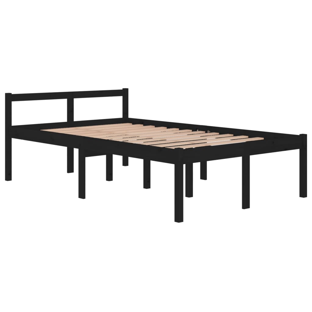 Bedframe Massief Grenenhout Zwart 120X200 Cm