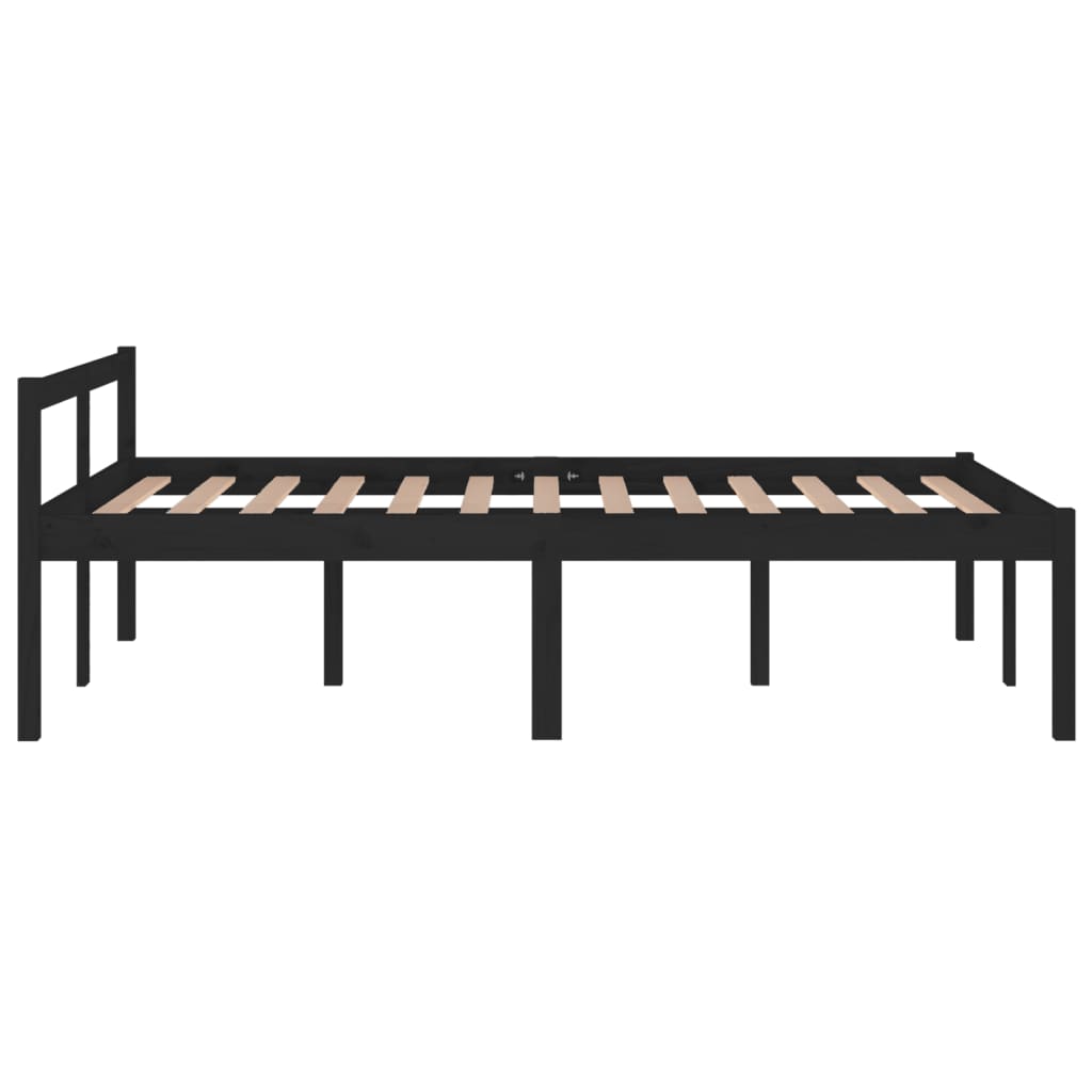 Bedframe Massief Grenenhout Zwart 120X200 Cm