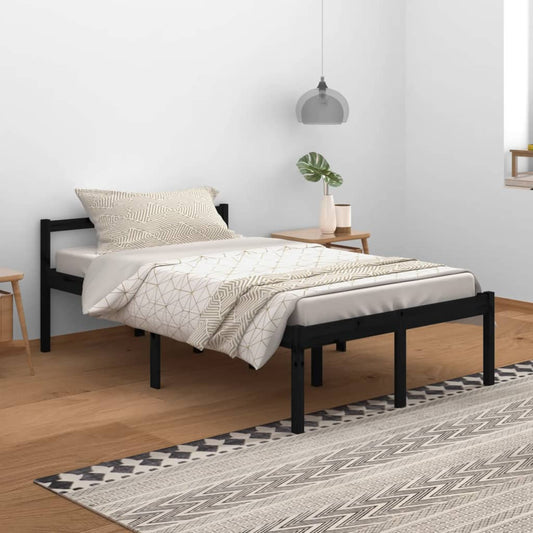 Bedframe Massief Grenenhout Zwart 120X200 Cm