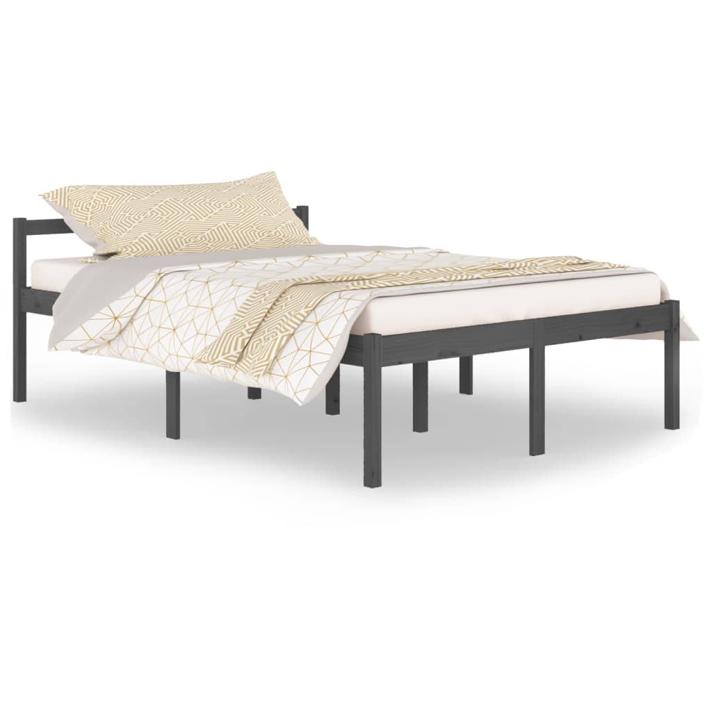 Bedframe Massief Grenenhout Grijs 140X200 Cm