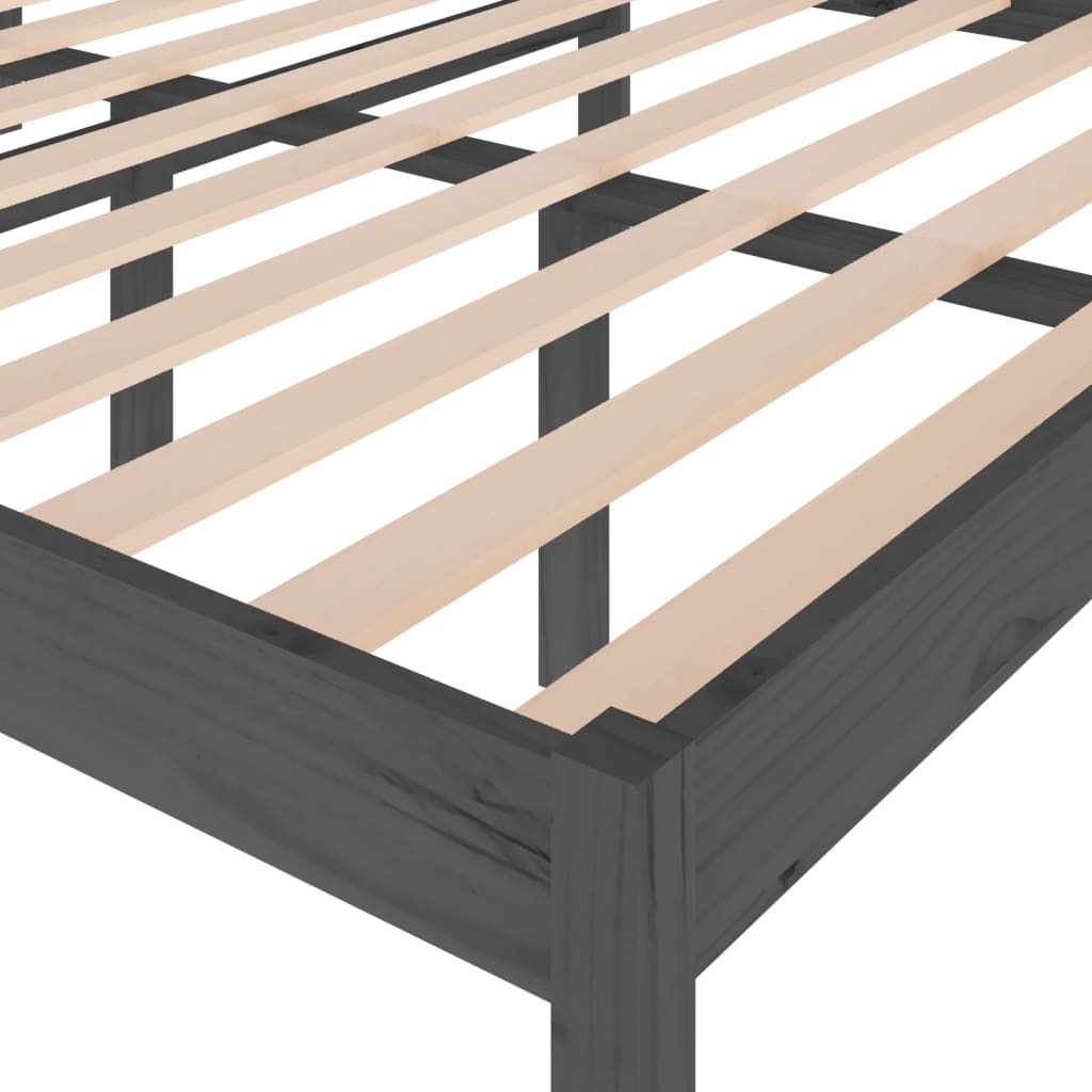 Bedframe Massief Grenenhout Grijs 140X200 Cm