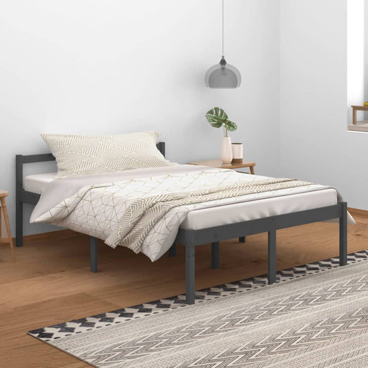 Bedframe Massief Grenenhout Grijs 140X200 Cm