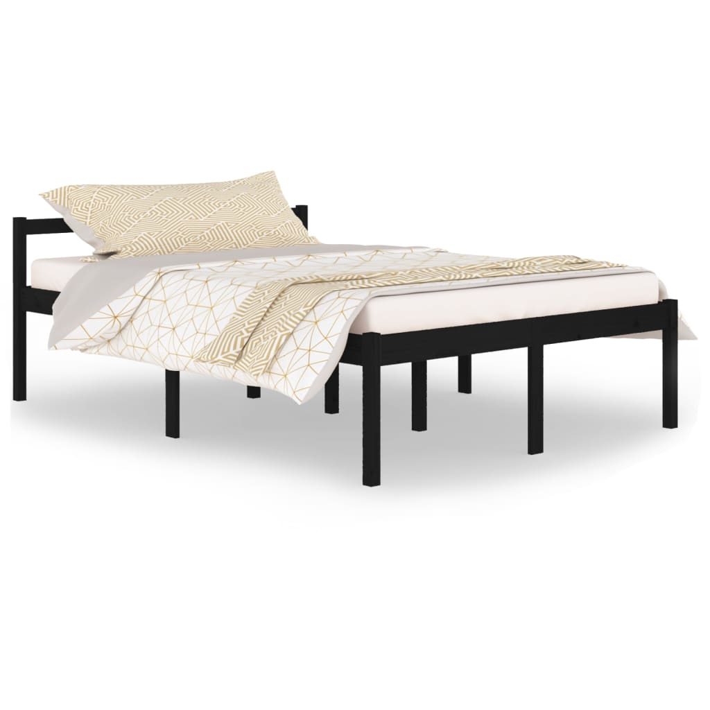 Bedframe Massief Grenenhout Zwart 140X200 Cm