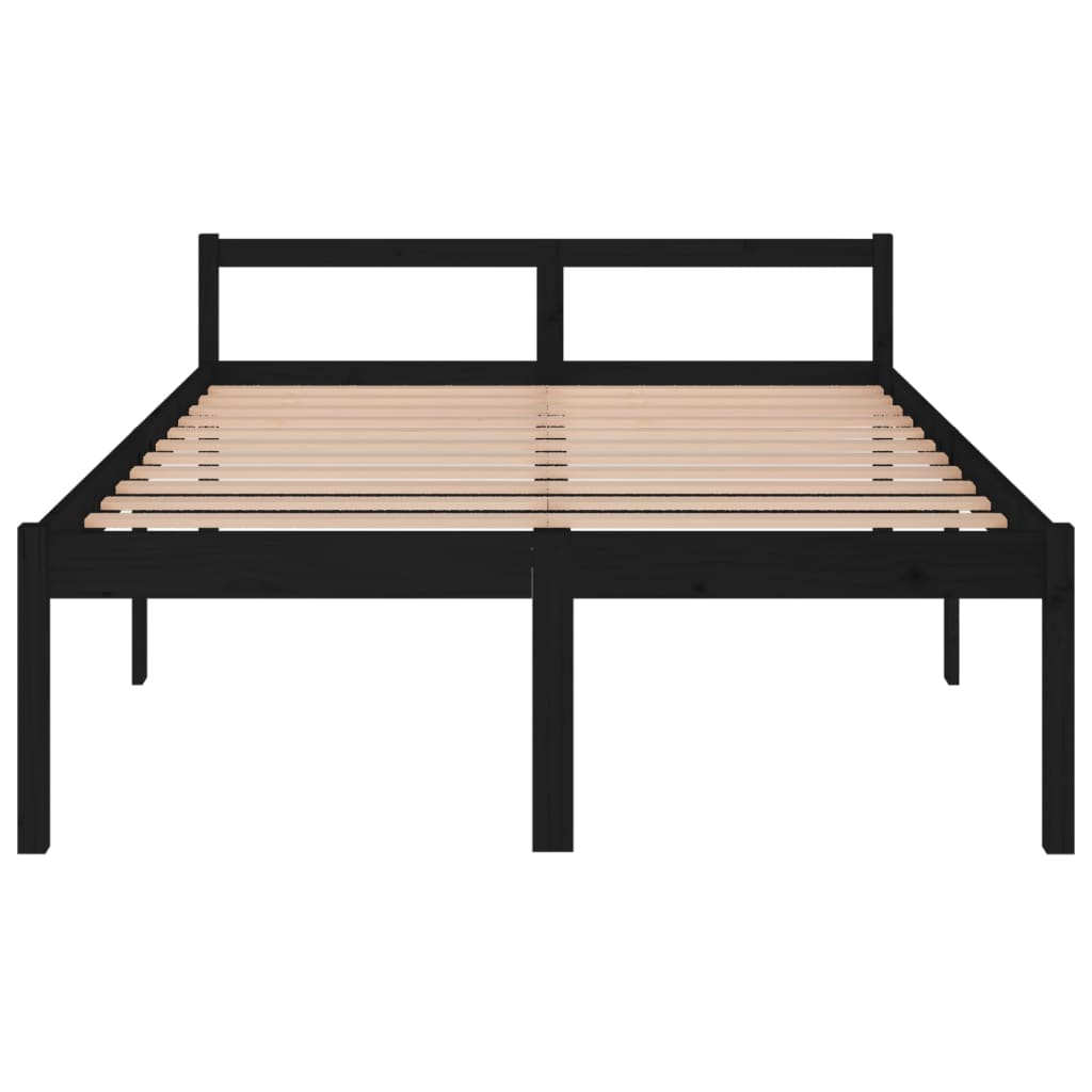 Bedframe Massief Grenenhout Zwart 140X200 Cm
