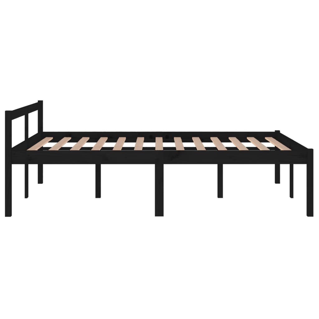 Bedframe Massief Grenenhout Zwart 140X200 Cm