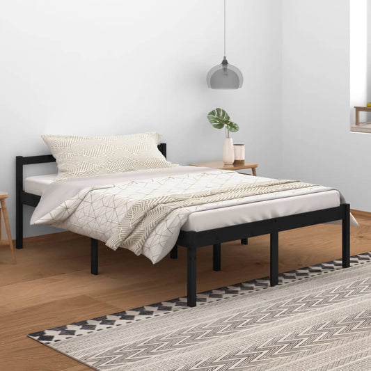 Bedframe Massief Grenenhout Zwart 140X200 Cm