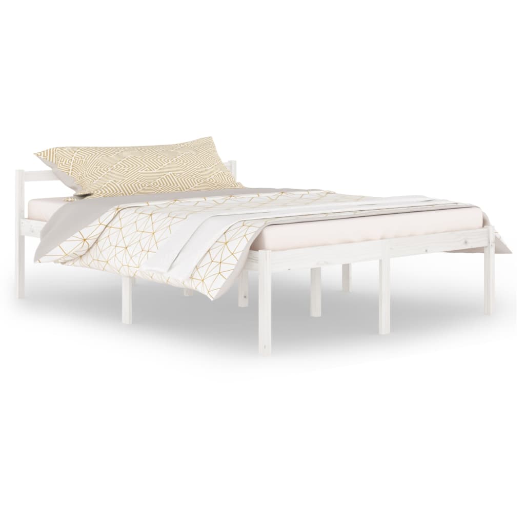 Bedframe Massief Grenenhout Wit 150X200 Cm 5Ft King