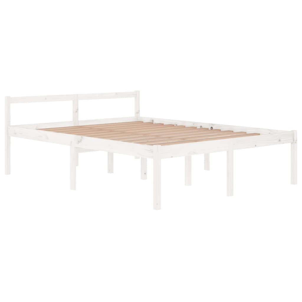 Bedframe Massief Grenenhout Wit 150X200 Cm 5Ft King