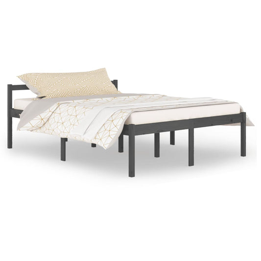 Bedframe Massief Grenenhout Grijs 150X200 Cm 5Ft King