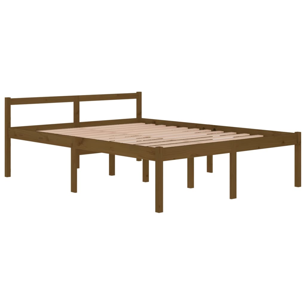 Bedframe Massief Grenenhout Honingbruin 150X200 Cm 5Ft King