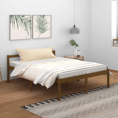 Bedframe Massief Grenenhout Honingbruin 150X200 Cm 5Ft King