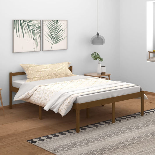 Bedframe Massief Grenenhout Honingbruin 150X200 Cm 5Ft King