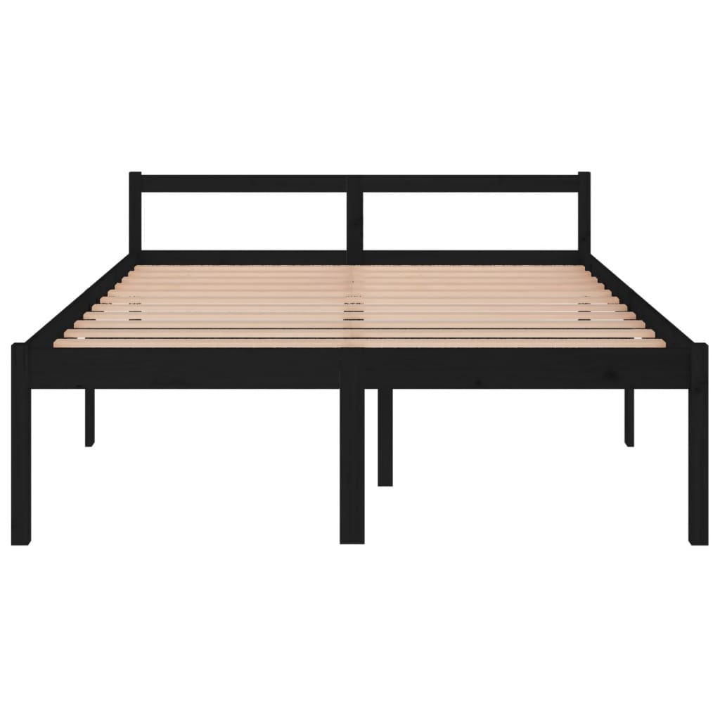 Bedframe Massief Grenenhout Zwart 150X200 Cm 5Ft King