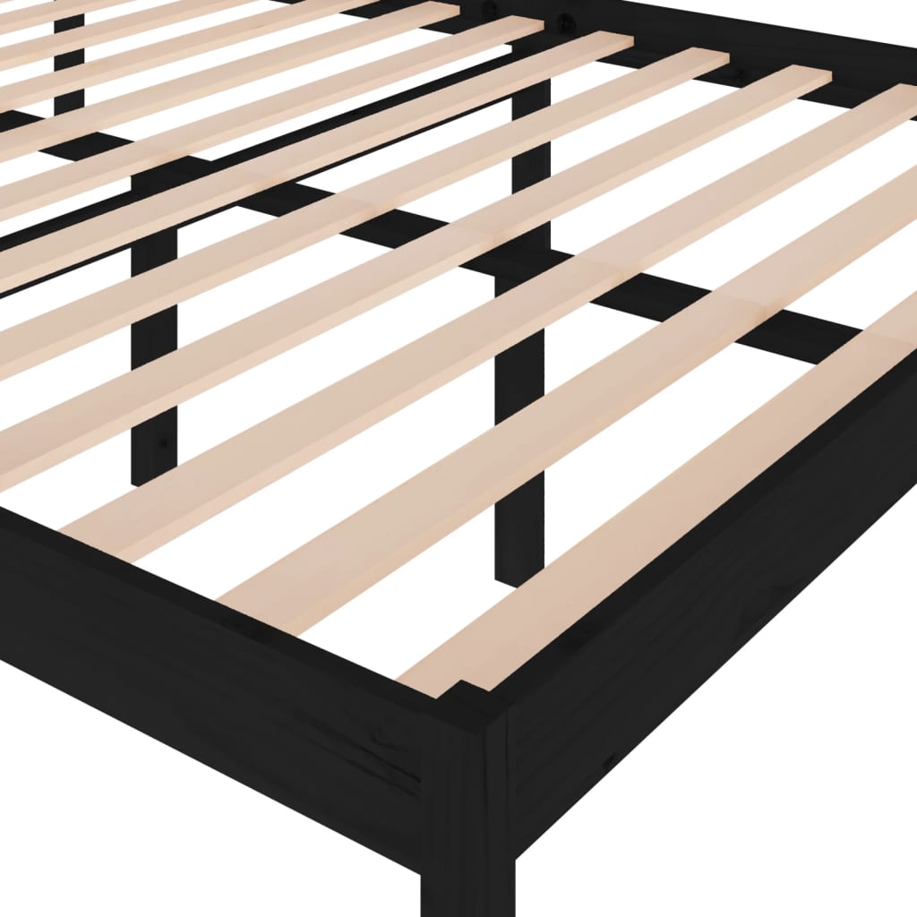 Bedframe Massief Grenenhout Zwart 150X200 Cm 5Ft King