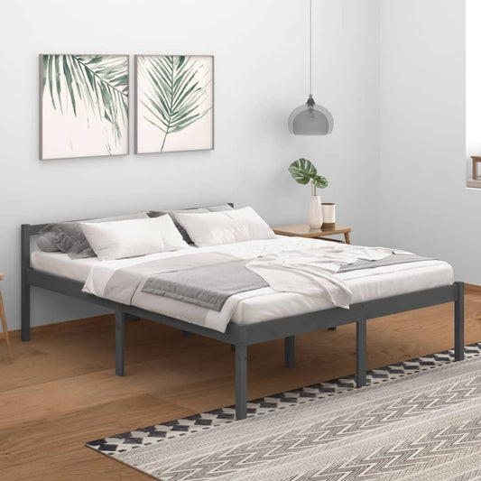 Bedframe Massief Grenenhout Grijs 160X200 Cm