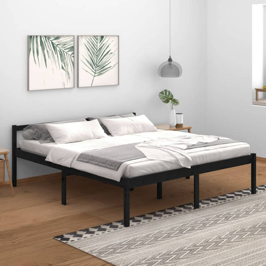 Bedframe Massief Grenenhout Zwart 180X200 Cm 6Ft Super King