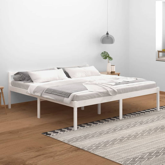 Bedframe Massief Grenenhout Wit 200X200 Cm