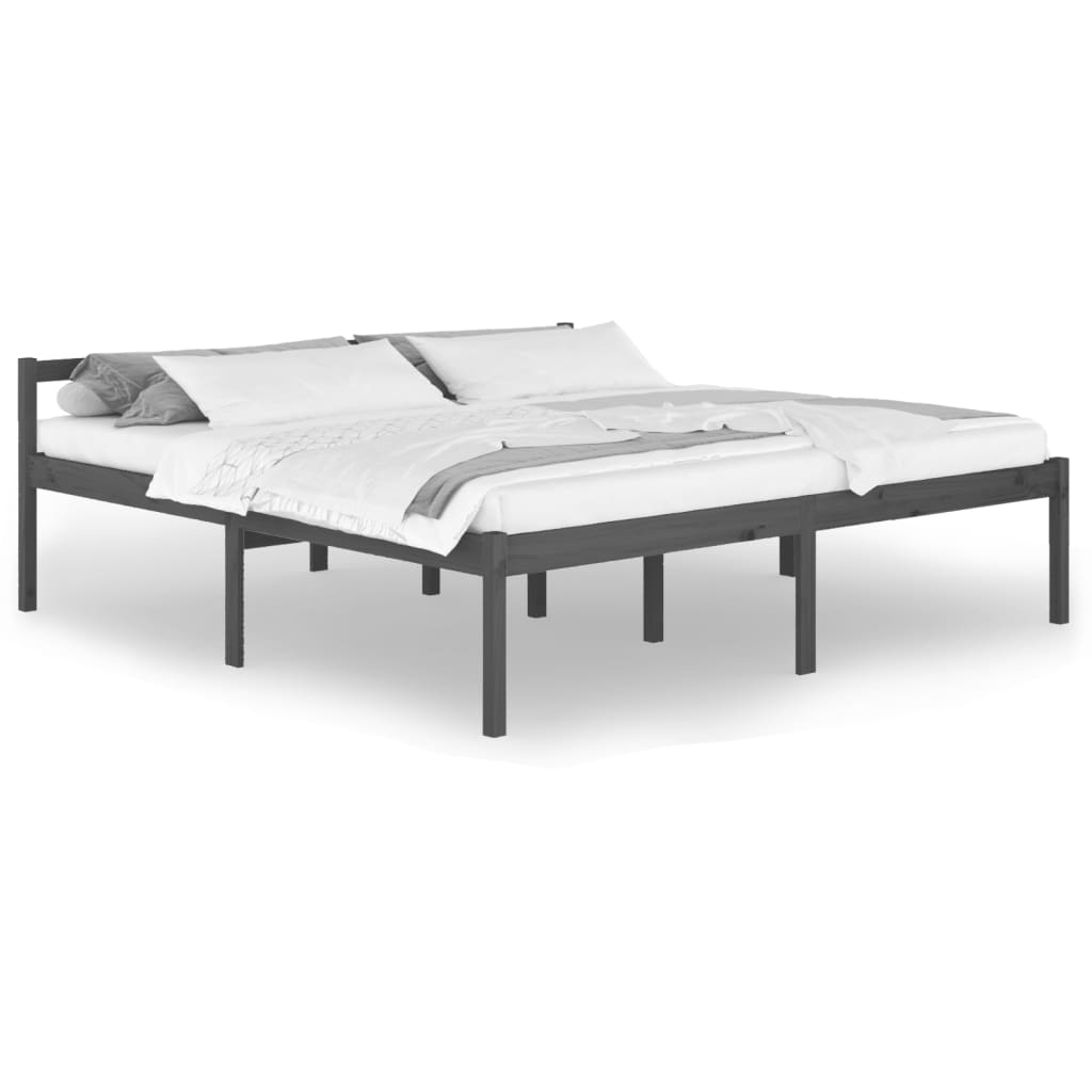 Bedframe Massief Grenenhout Grijs 200X200 Cm