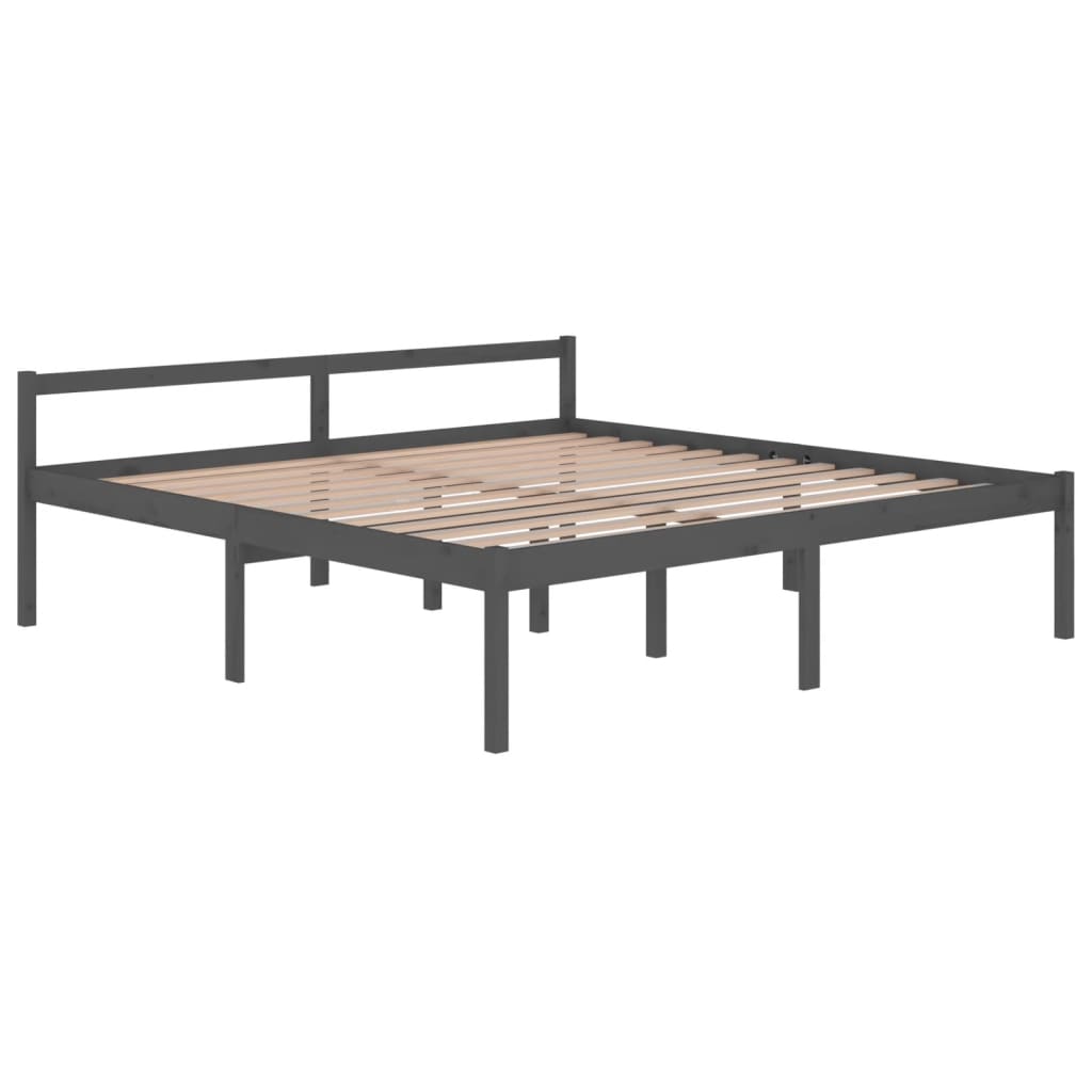 Bedframe Massief Grenenhout Grijs 200X200 Cm