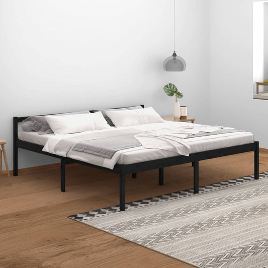 Bedframe Massief Grenenhout Zwart 200X200 Cm