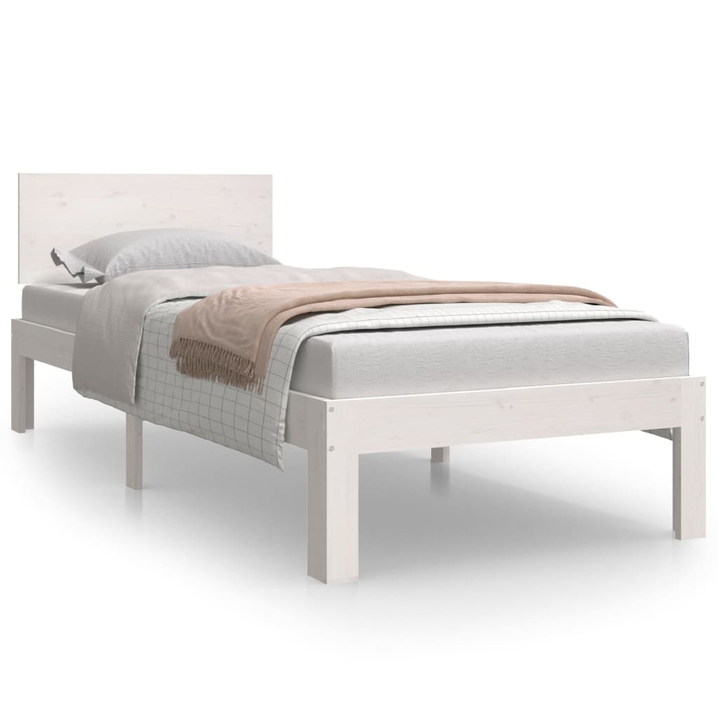 Bedframe Massief Hout Wit 75X190 Cm 2Ft6 Small Single