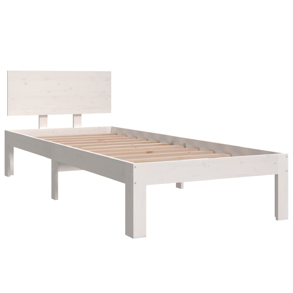Bedframe Massief Hout Wit 75X190 Cm 2Ft6 Small Single