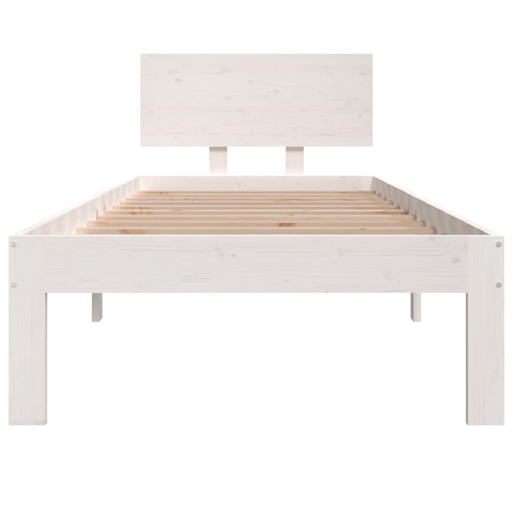 Bedframe Massief Hout Wit 75X190 Cm 2Ft6 Small Single