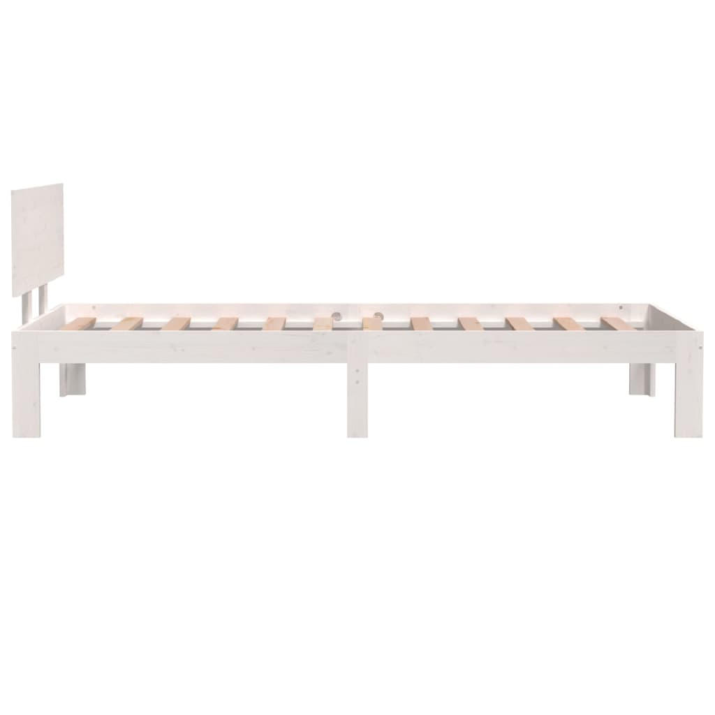 Bedframe Massief Hout Wit 75X190 Cm 2Ft6 Small Single