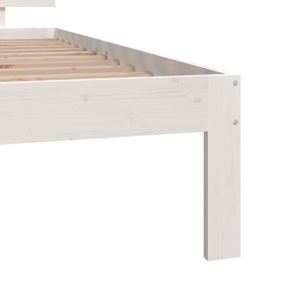 Bedframe Massief Hout Wit 75X190 Cm 2Ft6 Small Single