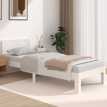 Bedframe Massief Hout Wit 75X190 Cm 2Ft6 Small Single