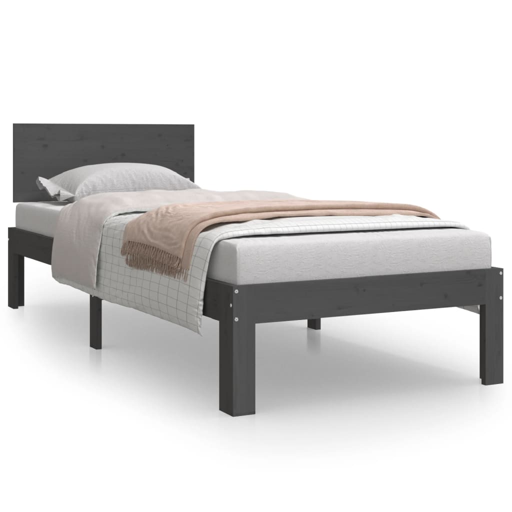 Bedframe Massief Hout Grijs 75X190 Cm 2Ft6 Small Single