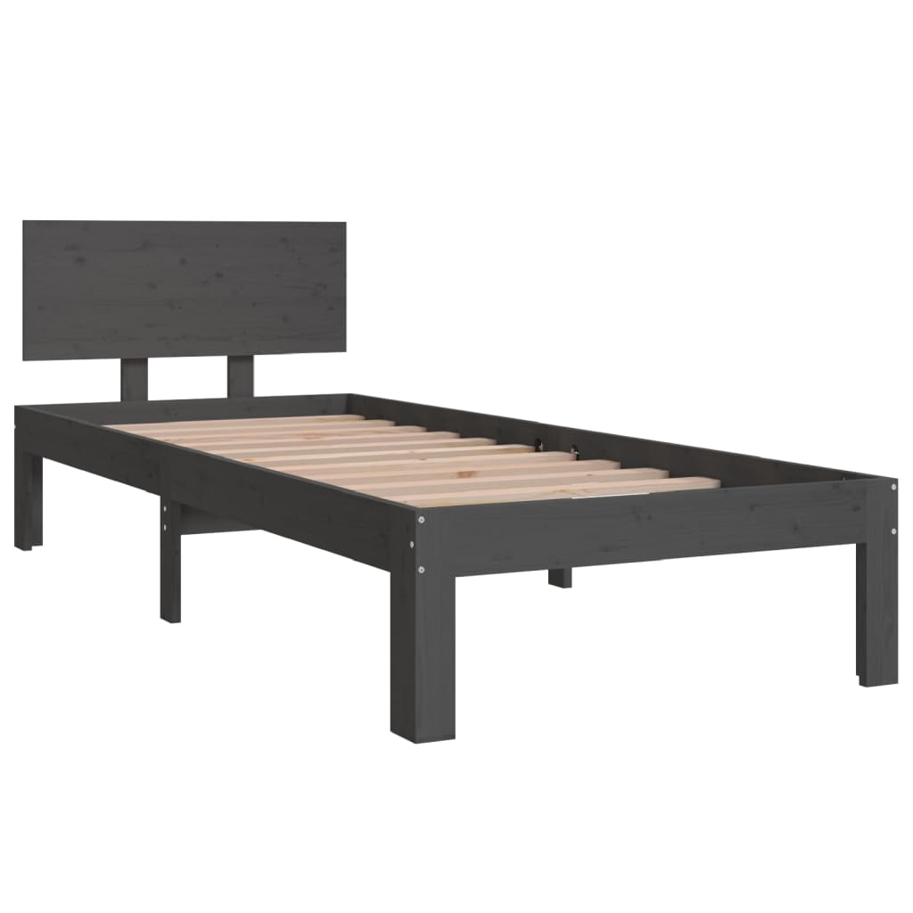 Bedframe Massief Hout Grijs 75X190 Cm 2Ft6 Small Single