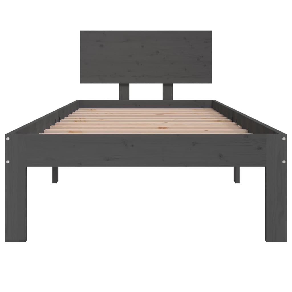 Bedframe Massief Hout Grijs 75X190 Cm 2Ft6 Small Single