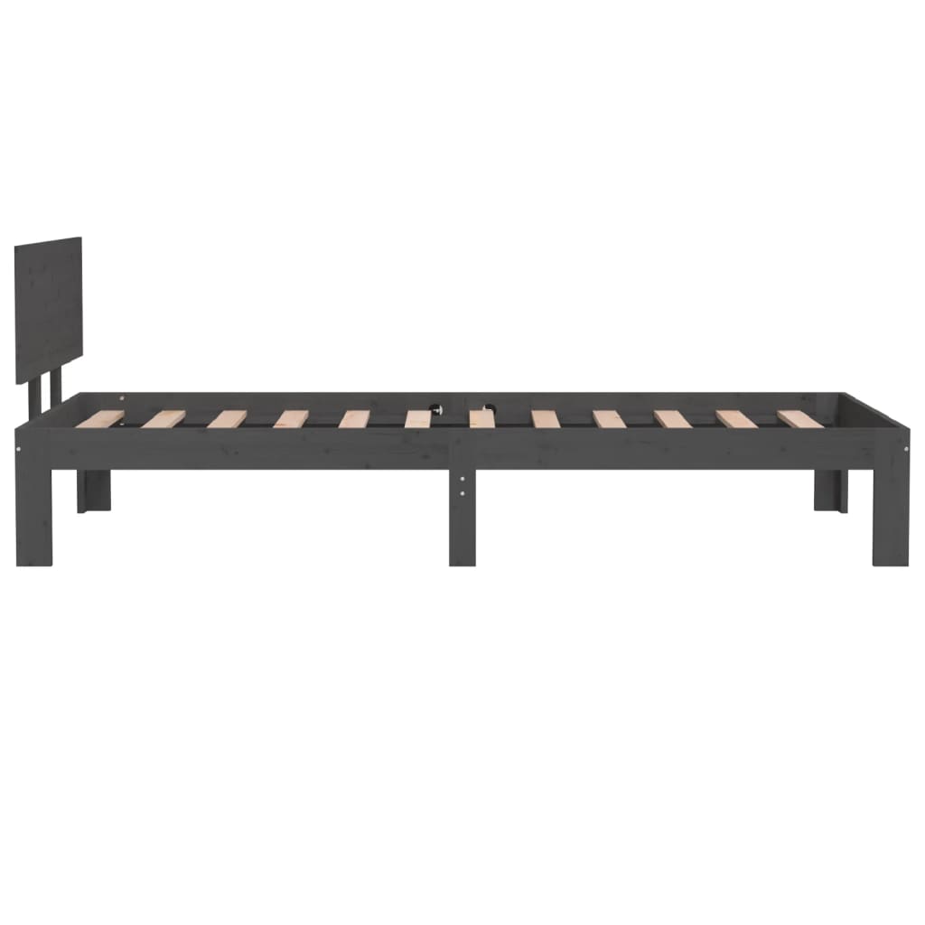 Bedframe Massief Hout Grijs 75X190 Cm 2Ft6 Small Single