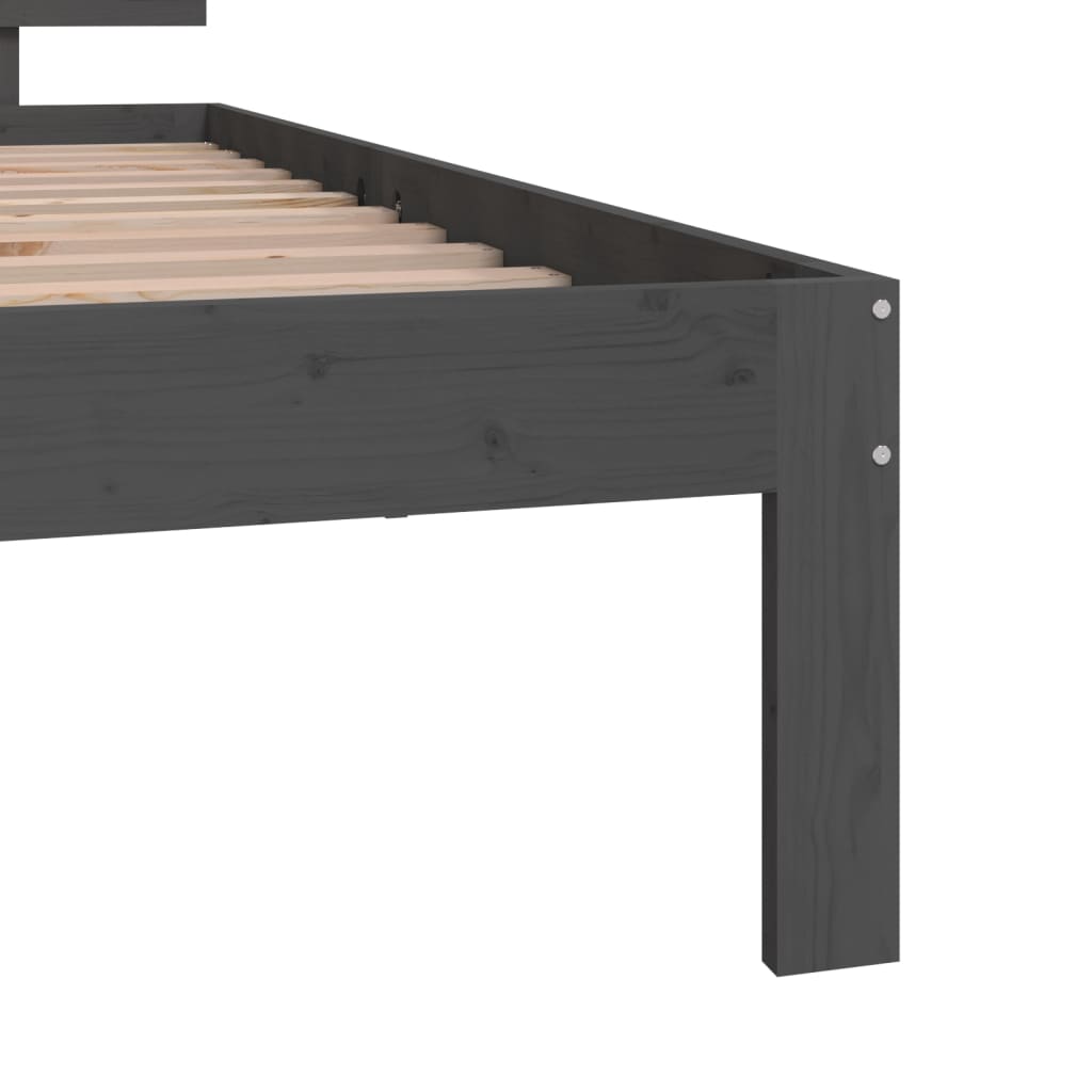 Bedframe Massief Hout Grijs 75X190 Cm 2Ft6 Small Single