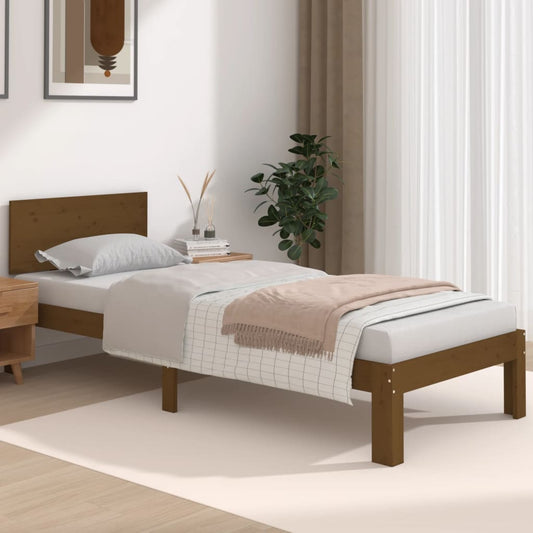 Bedframe Massief Hout Honingbruin 75X190 Cm 2Ft6 Small Single