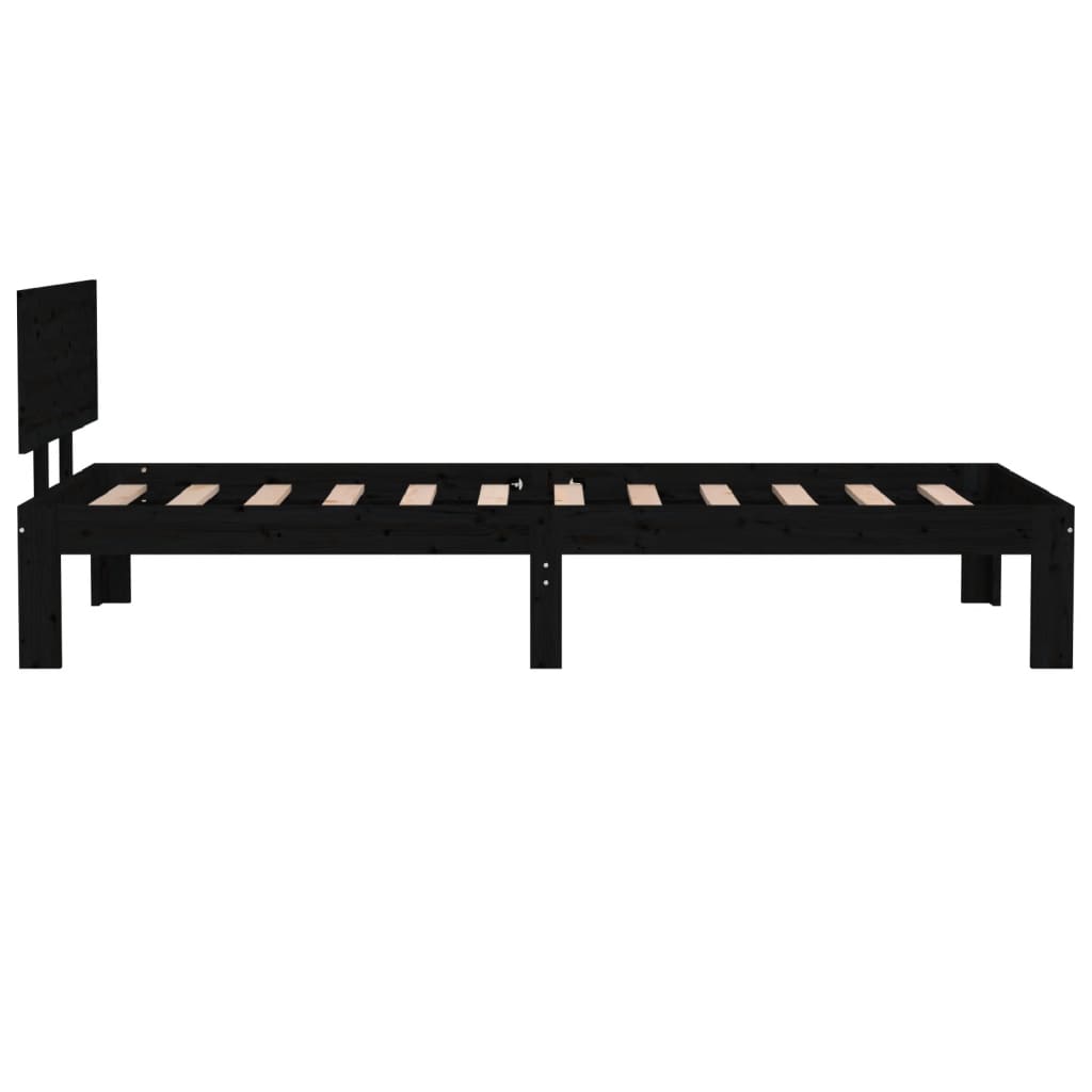 Bedframe Massief Hout Zwart 75X190 Cm 2Ft6 Small Single