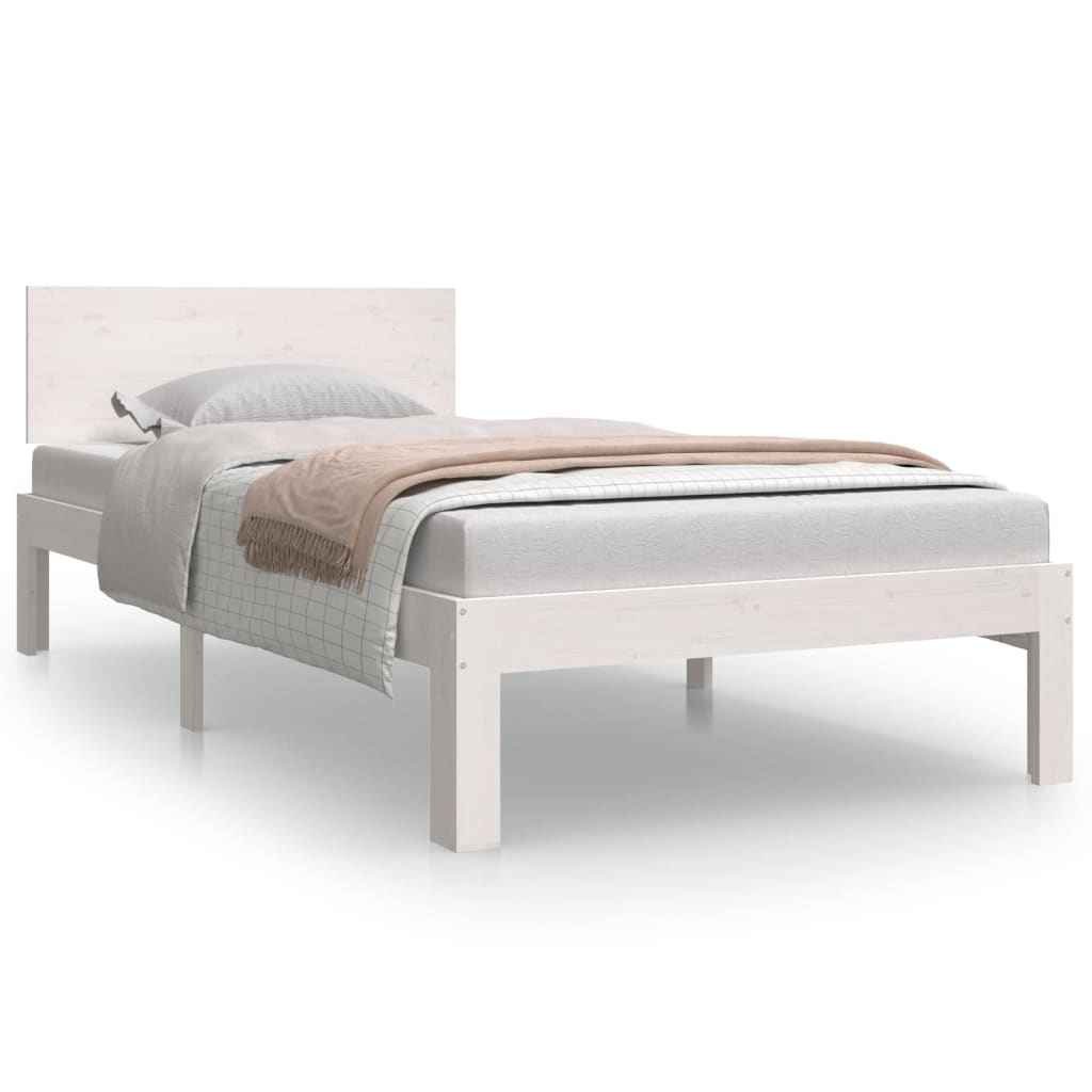 Bedframe Massief Hout Wit 90X190 Cm 3Ft Single