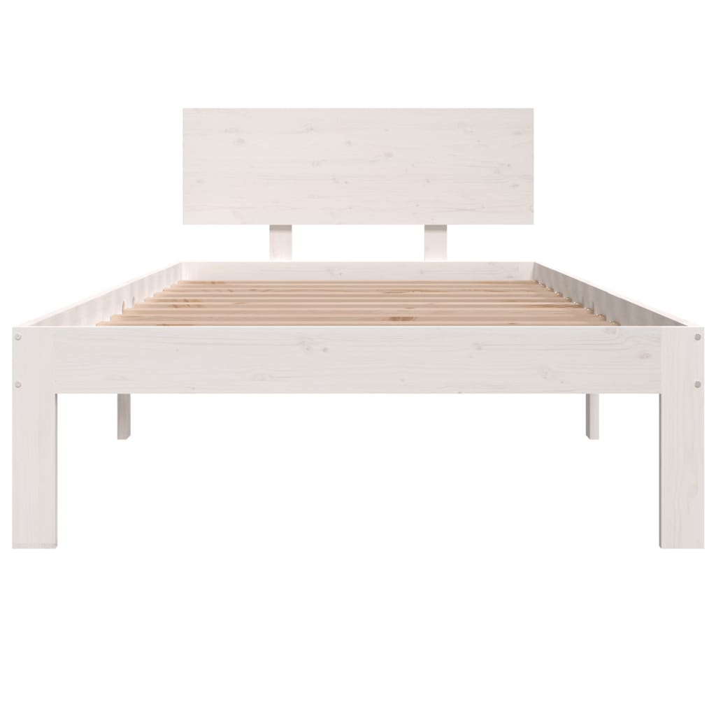 Bedframe Massief Hout Wit 90X190 Cm 3Ft Single