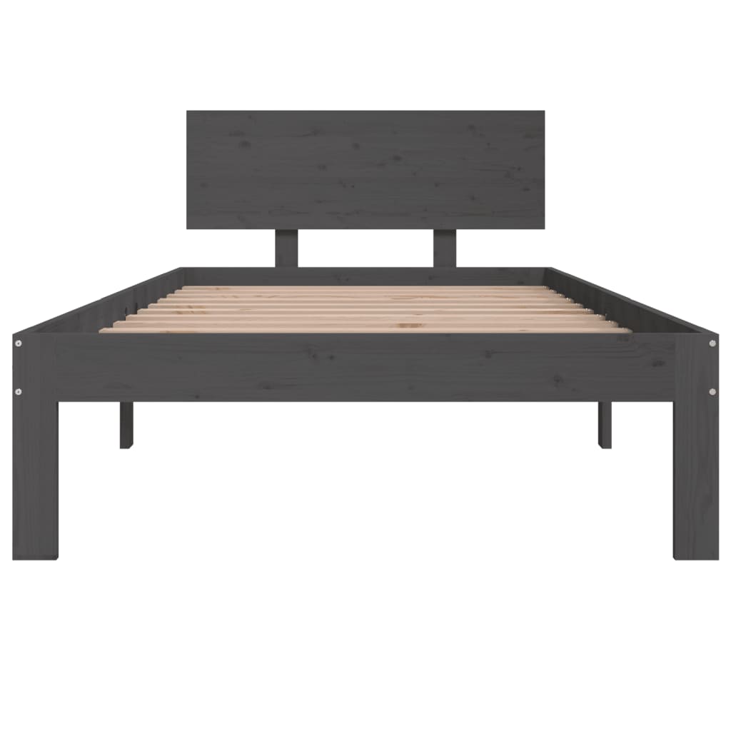 Bedframe Massief Hout Grijs 90X190 Cm 3Ft Single