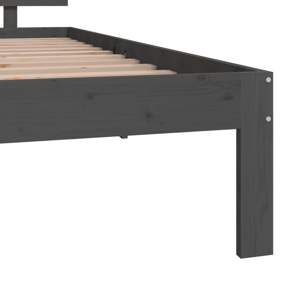 Bedframe Massief Hout Grijs 90X190 Cm 3Ft Single