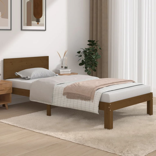 Bedframe Massief Hout Honingbruin 90X190 Cm 3Ft Single